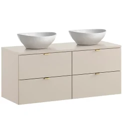 Ensemble Meuble De Salle De Bains|Petits-Meubles Ensemble meuble double vasque 120cm et colonne Azel Cachemire