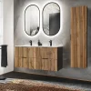 Ensemble Meuble De Salle De Bains|Petits-Meubles Ensemble meuble double vasque encastree 120cm et colonne Gaia Bois