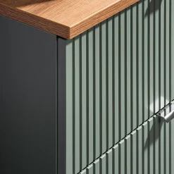 Petits-Meubles Ensemble meuble double vasque 120cm 4 tiroirs et colonne Jade Vert et Bois