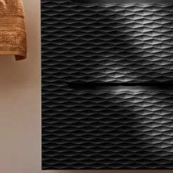 Ensemble Meuble De Salle De Bains|Petits-Meubles Ensemble meuble double vasque 120cm 4 tiroirs et colonne Elora Noir et bois Cloud