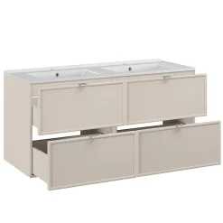 Ensemble Meuble De Salle De Bains|Petits-Meubles Ensemble meuble double vasque encastree 120cm et colonne Alba Cachemire