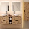 Petits-Meubles Ensemble meuble double vasque 140cm 2 niches et colonne Teren Bois