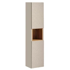Ensemble Meuble De Salle De Bains|Petits-Meubles Ensemble meuble double vasque 160cm 4 tiroirs panier à linge miroirs LED et colonne Manoa Cachemire et Bois