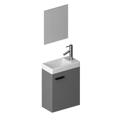Lavabo|Aurlane Ensemble Meuble Lave Mains Gris 41x50x22cm + Miroir - SMALLY GREY