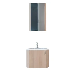 Mob-In Ensemble meuble lave-mains d'angle décor chêne KODA + armoire miroir