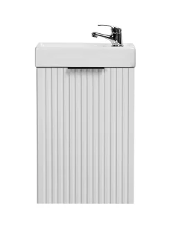 Furnidea Ensemble meuble lave-mains suspendu ADEL blanc avec le lavabo FIKA 40 cm