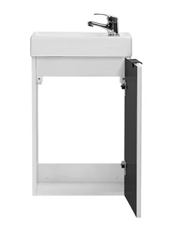 Furnidea Ensemble meuble lave-mains suspendu ADEL blanc avec le lavabo FIKA 40 cm