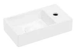 Furnidea Ensemble meuble lave-mains suspendu ADEL chêne avec le lavabo FIKA 40 cm