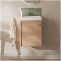 Mob-In Ensemble meuble lave-mains décor chêne FRAME + robinet