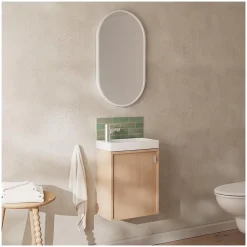 Mob-In Ensemble meuble lave-mains décor chêne FRAME + robinet