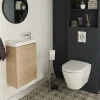 Lave-Mains|GoodHome Ensemble meuble lave-mains Imandra effet chêne l.44 cm + plan vasque lave-mains blanc en céramique Nira