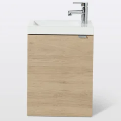 Lave-Mains|GoodHome Ensemble meuble lave-mains Imandra effet chêne l.44 cm + plan vasque lave-mains blanc en céramique Nira
