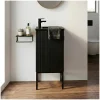 Mob-In Ensemble meuble lave-mains chêne carbone + robinet STUDIO