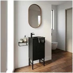 Mob-In Ensemble meuble lave-mains chêne carbone + robinet STUDIO