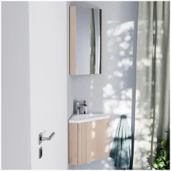 Mob-In Ensemble meuble lave-mains d'angle décor chêne KODA + robinet