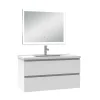 AICA Sanitaire Ensemble meuble Salle de Bain 100cm simple vasque et miroir lumineux 3 couleurs et dimmable blanc