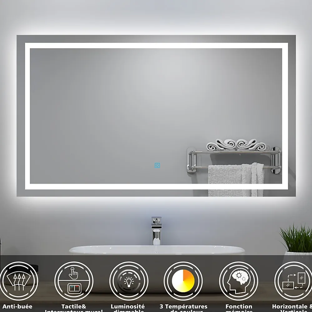 AICA Sanitaire Ensemble meuble salle de Bain 80cm avec colonne et miroir 3 couleurs Chêne Wotan