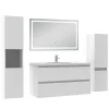 AICA Sanitaire Ensemble meuble Salle de Bain 100cm avec colonne et miroir lumineux 3 couleurs blanc