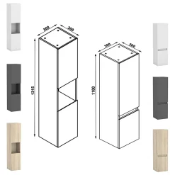 AICA Sanitaire Ensemble meuble Salle de Bain 100cm avec colonne et miroir lumineux 3 couleurs blanc