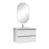 AICA Sanitaire Ensemble meuble Salle de Bain Chêne Wotan 80cm simple vasque + miroir ovale
