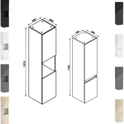 AICA Sanitaire Ensemble meuble salle de bain 100 cm anthracite brillant avec 2 tiroirs, lavabo céramique simple + deux colonnes, suspendu