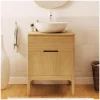 Ensemble Meuble De Salle De Bains|Mob-In Ensemble meuble simple vasque 60 cm chêne + vasque ALASKA