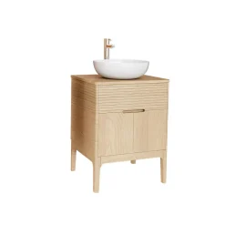 Ensemble Meuble De Salle De Bains|Mob-In Ensemble meuble simple vasque 60 cm chêne + vasque ALASKA