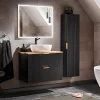 Ensemble Meuble De Salle De Bains|Petits-Meubles Ensemble meuble simple vasque 80cm et colonne Adriel Noir et Bois