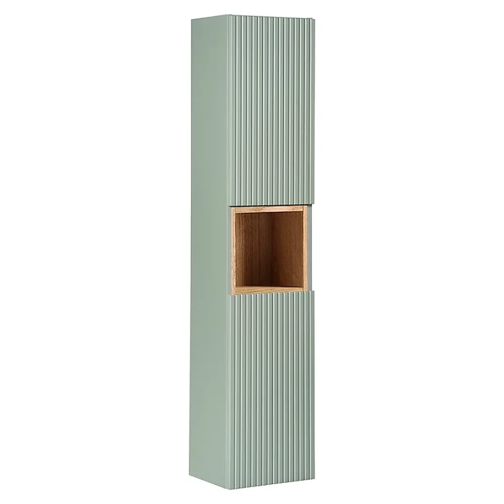Petits-Meubles Ensemble meuble simple vasque encastree 50cm 2 tiroirs et colonne Jade Vert et Bois