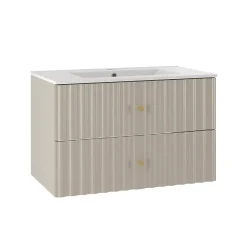 Petits-Meubles Ensemble meuble simple vasque encastree 80cm et colonne Izae Cachemire
