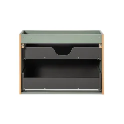Ensemble Meuble De Salle De Bains|Petits-Meubles Ensemble meuble simple vasque 80cm 2 tiroirs et colonne Jade Vert et Bois