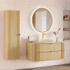Petits-Meubles Ensemble meuble simple vasque 120cm et colonne Mila Bois