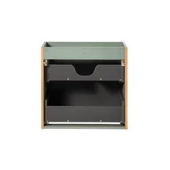 Petits-Meubles Ensemble meuble simple vasque 80cm 2 tiroirs 2 niches et colonne Jade Vert et Bois