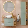 Ensemble Meuble De Salle De Bains|Petits-Meubles Ensemble meuble simple vasque 100cm niches arrondies et colonne Oria Vert mat