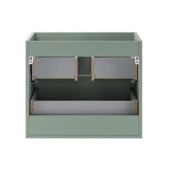Ensemble Meuble De Salle De Bains|Petits-Meubles Ensemble meuble simple vasque 100cm niches arrondies et colonne Oria Vert mat