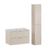 Ensemble Meuble De Salle De Bains|Petits-Meubles Ensemble meuble simple vasque encastree 80cm et colonne Azel Cachemire