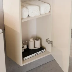 Ensemble Meuble De Salle De Bains|Petits-Meubles Ensemble meuble simple vasque encastree 80cm et colonne Sanae Beige sable