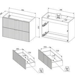 Ensemble Meuble De Salle De Bains|Petits-Meubles Ensemble meuble simple vasque 100cm 2 tiroirs 2 niches et colonne Jade Vert et Bois