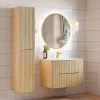 Petits-Meubles Ensemble meuble simple vasque encastree 80cm et colonne Isaline Bois