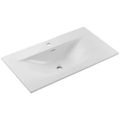 Petits-Meubles Ensemble meuble simple vasque encastree 80cm et colonne Isaline Bois