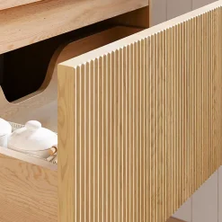 Petits-Meubles Ensemble meuble simple vasque encastree 80cm et colonne Isaline Bois