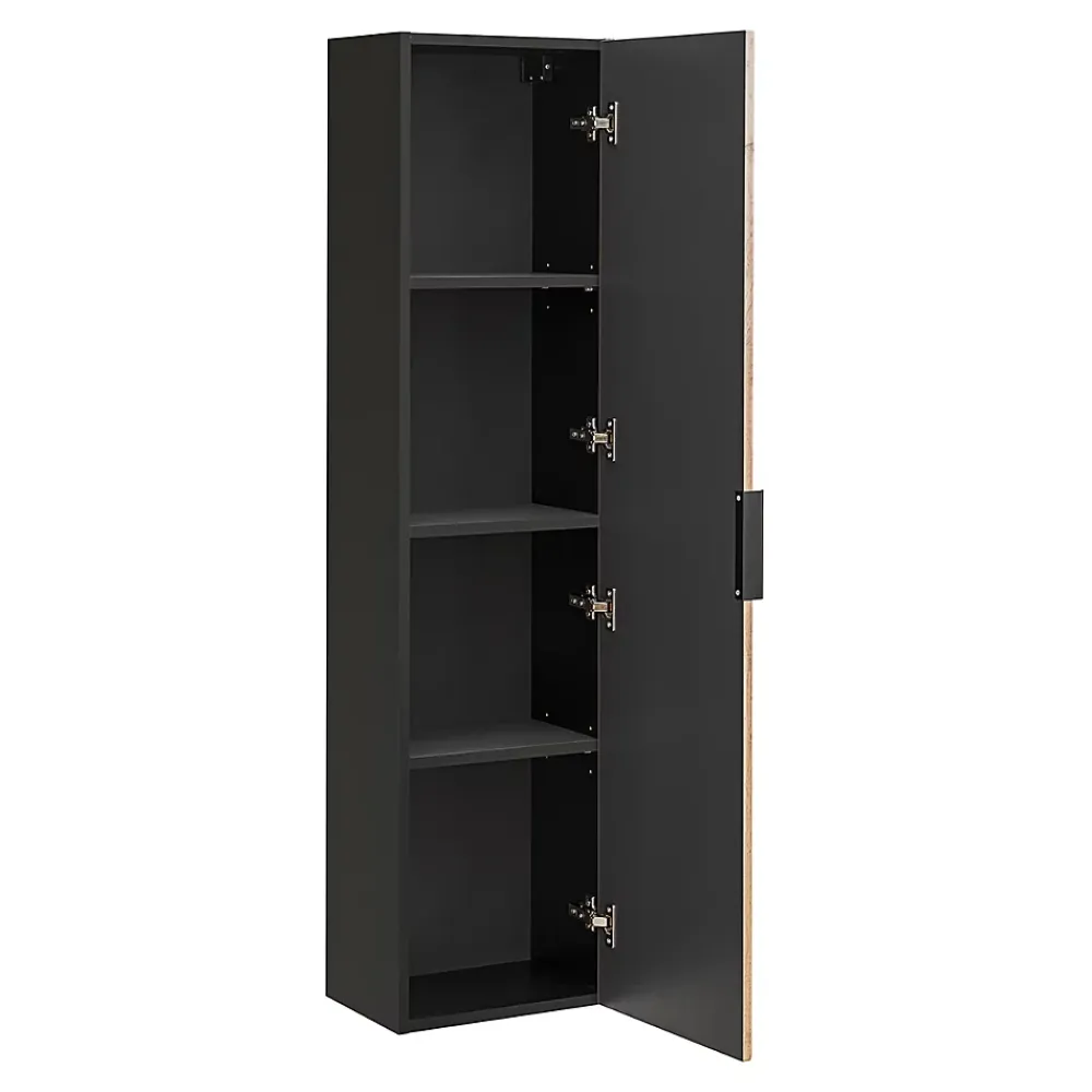 Ensemble Meuble De Salle De Bains|Petits-Meubles Ensemble meuble simple vasque 100cm miroir LED et colonne Gaia Bois et Noir - Vasque Noir