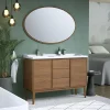 GoodHome Ensemble meuble sous vasque placage bois Kabayan + plan double vasque céramique blanc Lana l.120 cm