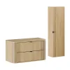 Petits-Meubles Ensemble meuble sous vasque 100cm et colonne Mila Bois