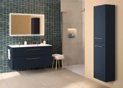 Geberit Ensemble meuble sous vasque l.130 cm bleu + vasque céramique Selva