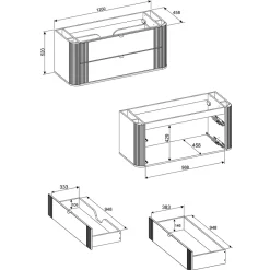 Meuble Sous-Vasque|Petits-Meubles Ensemble meuble sous vasque 120cm et colonne Mila Bois