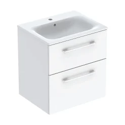 Geberit Ensemble meuble sous vasque l.55 cm blanc + vasque céramique Selva