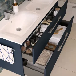 Geberit Ensemble meuble sous vasque l.55 cm blanc + vasque céramique Selva