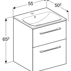 Geberit Ensemble meuble sous vasque l.55 cm blanc + vasque céramique Selva