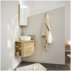 Mob-In Ensemble meuble sous vasque d'angle SORRENTO + vasque blanche